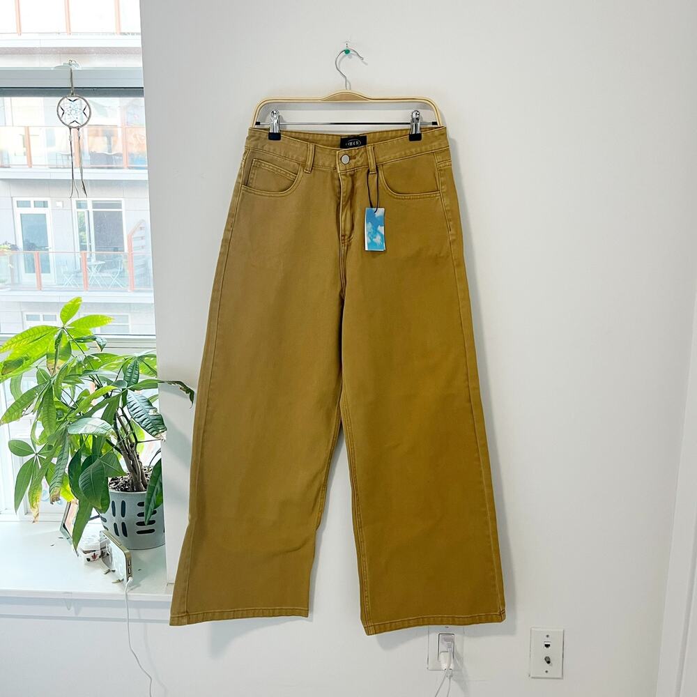 NEW Cider Mustard Yellow Wide Leg Jeans Size Large